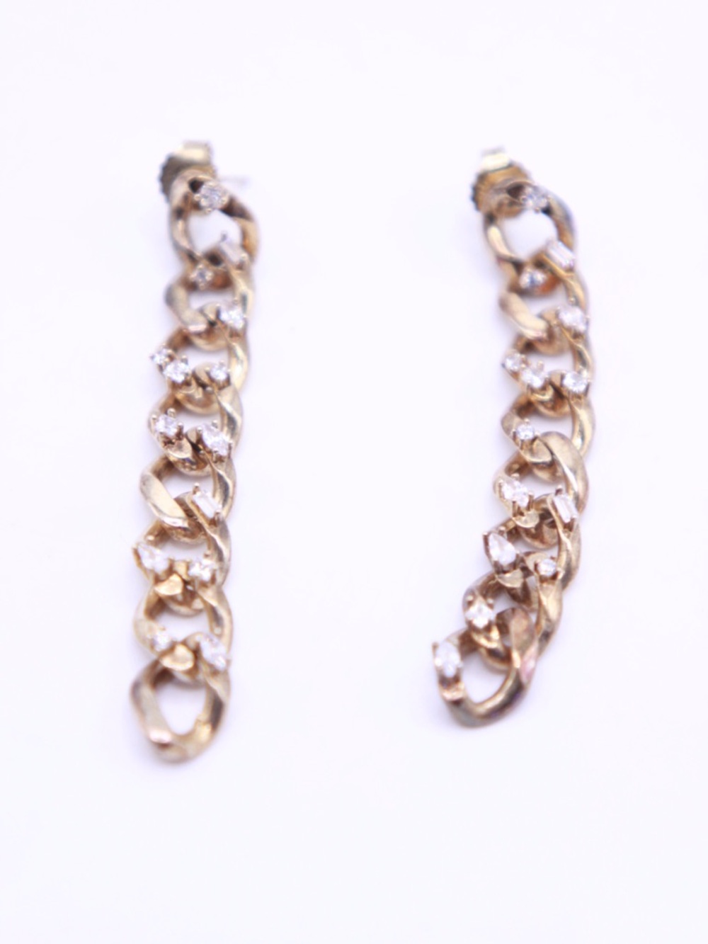 Nickho Rey Designer - Bianchi Chain Earrings with Crystals 14k Gold Plated 925